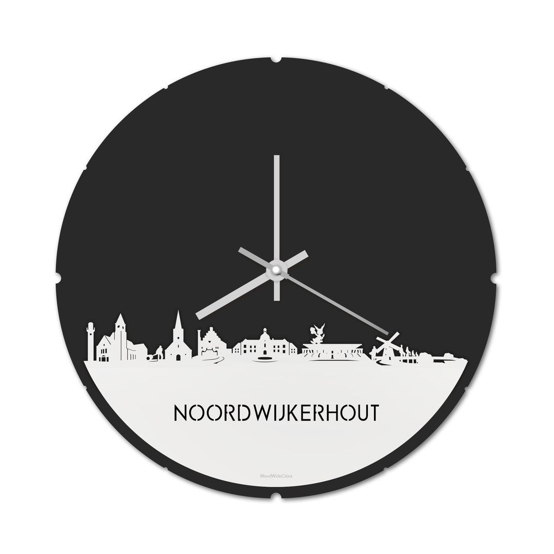 Skyline Klok Rond Noordwijkerhout Wit glanzend gerecycled kunststof cadeau decoratie relatiegeschenk van WoodWideCities