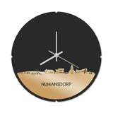 Skyline Klok Rond Numansdorp Metallic Goud gerecycled kunststof cadeau decoratie relatiegeschenk van WoodWideCities