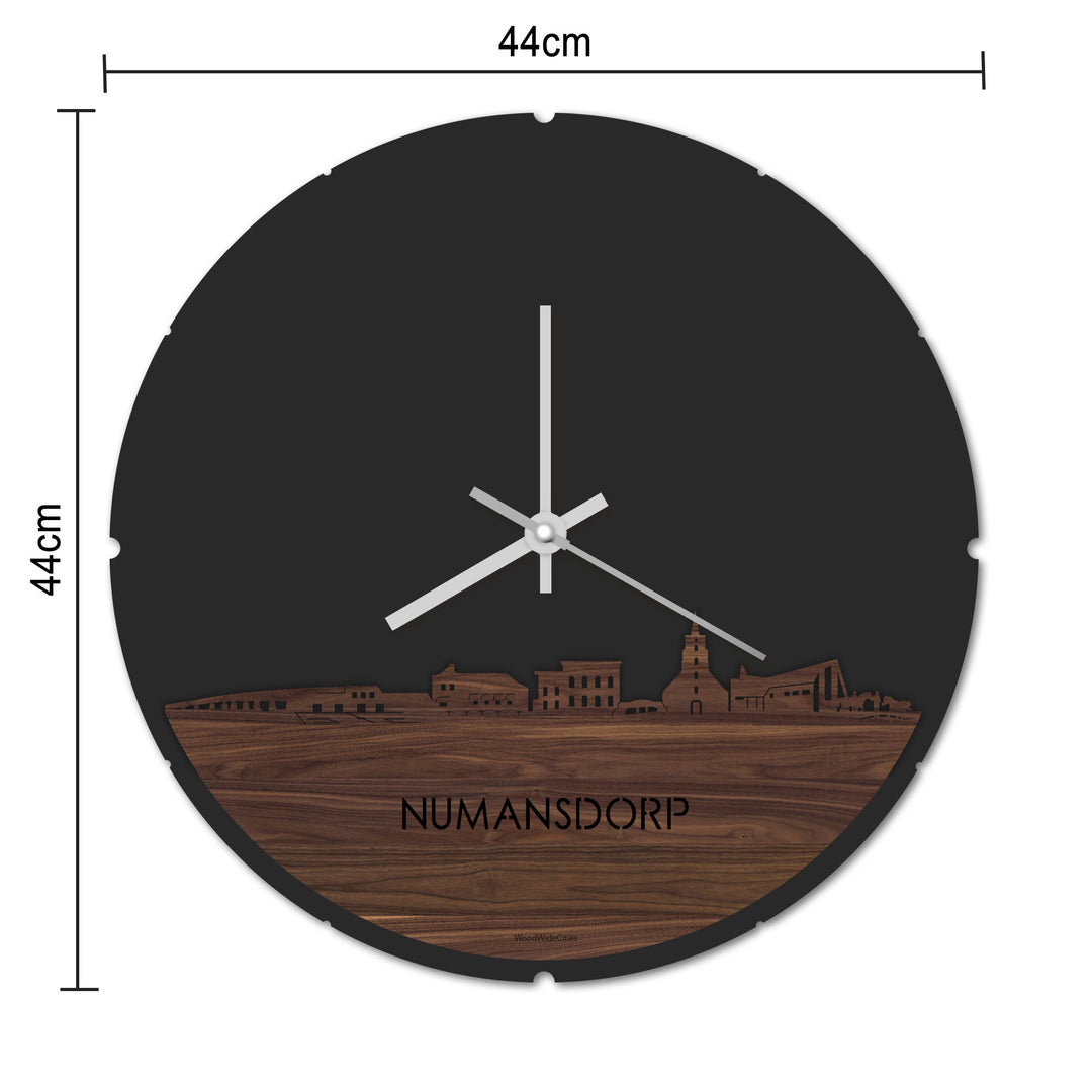 Skyline Klok Rond Numansdorp Wit glanzend gerecycled kunststof cadeau decoratie relatiegeschenk van WoodWideCities