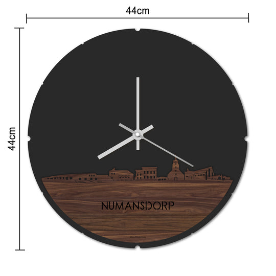 Skyline Klok Rond Numansdorp Wit glanzend gerecycled kunststof cadeau decoratie relatiegeschenk van WoodWideCities