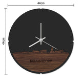 Skyline Klok Rond Numansdorp Zwart glanzend gerecycled kunststof cadeau decoratie relatiegeschenk van WoodWideCities