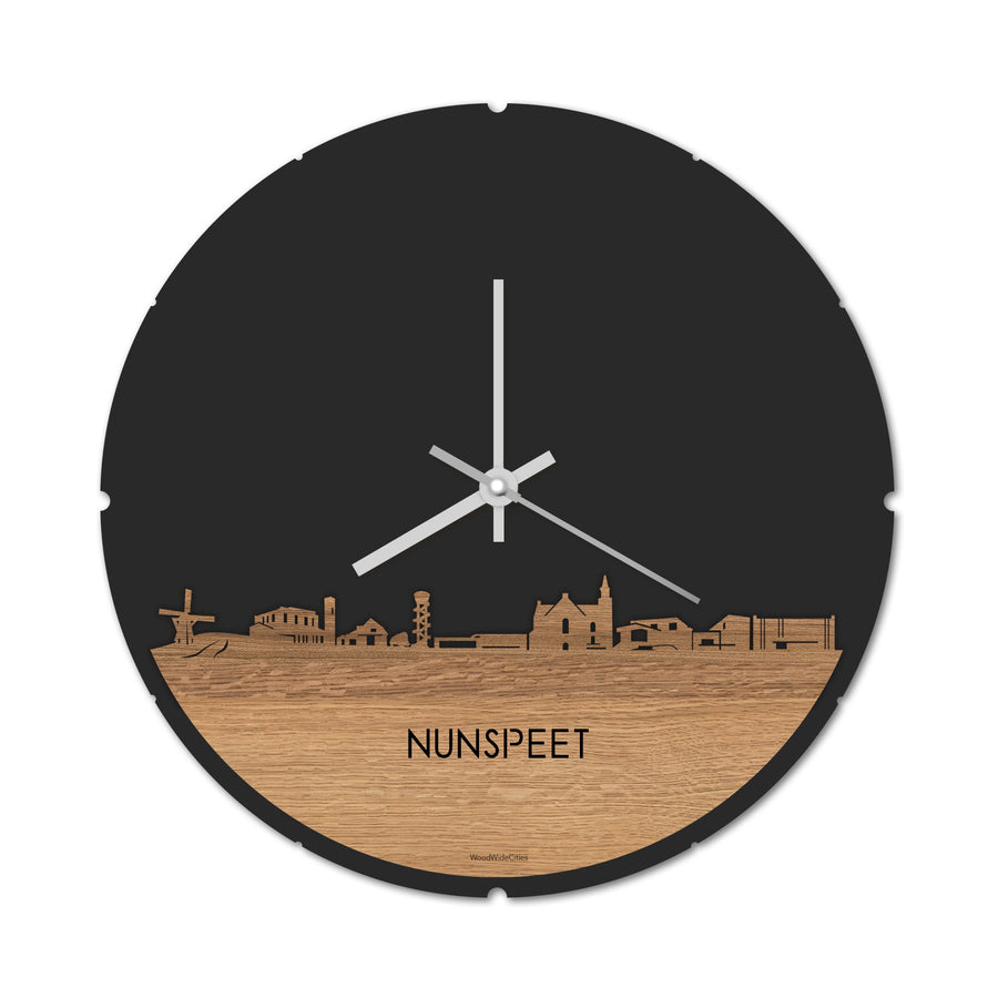 Skyline Klok Nunspeet Eiken houten cadeau decoratie relatiegeschenk van WoodWideCities