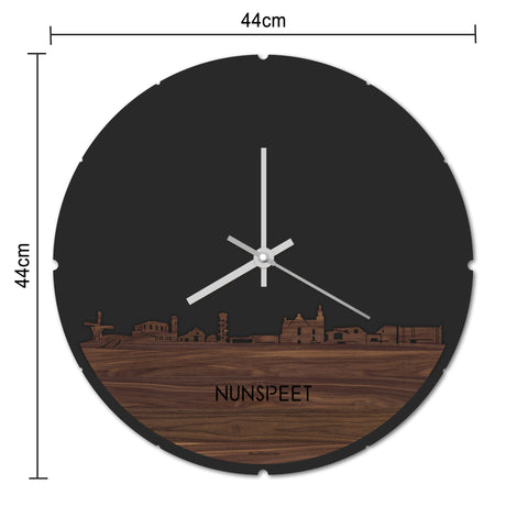 Skyline Klok Rond Nunspeet Palissander houten cadeau decoratie relatiegeschenk van WoodWideCities