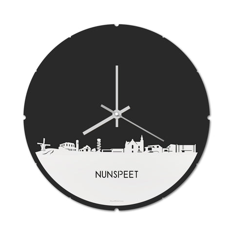 Skyline Klok Rond Nunspeet Wit glanzend gerecycled kunststof cadeau decoratie relatiegeschenk van WoodWideCities
