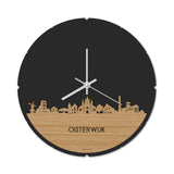 Skyline Klok Rond Oisterwijk Bamboe houten cadeau decoratie relatiegeschenk van WoodWideCities