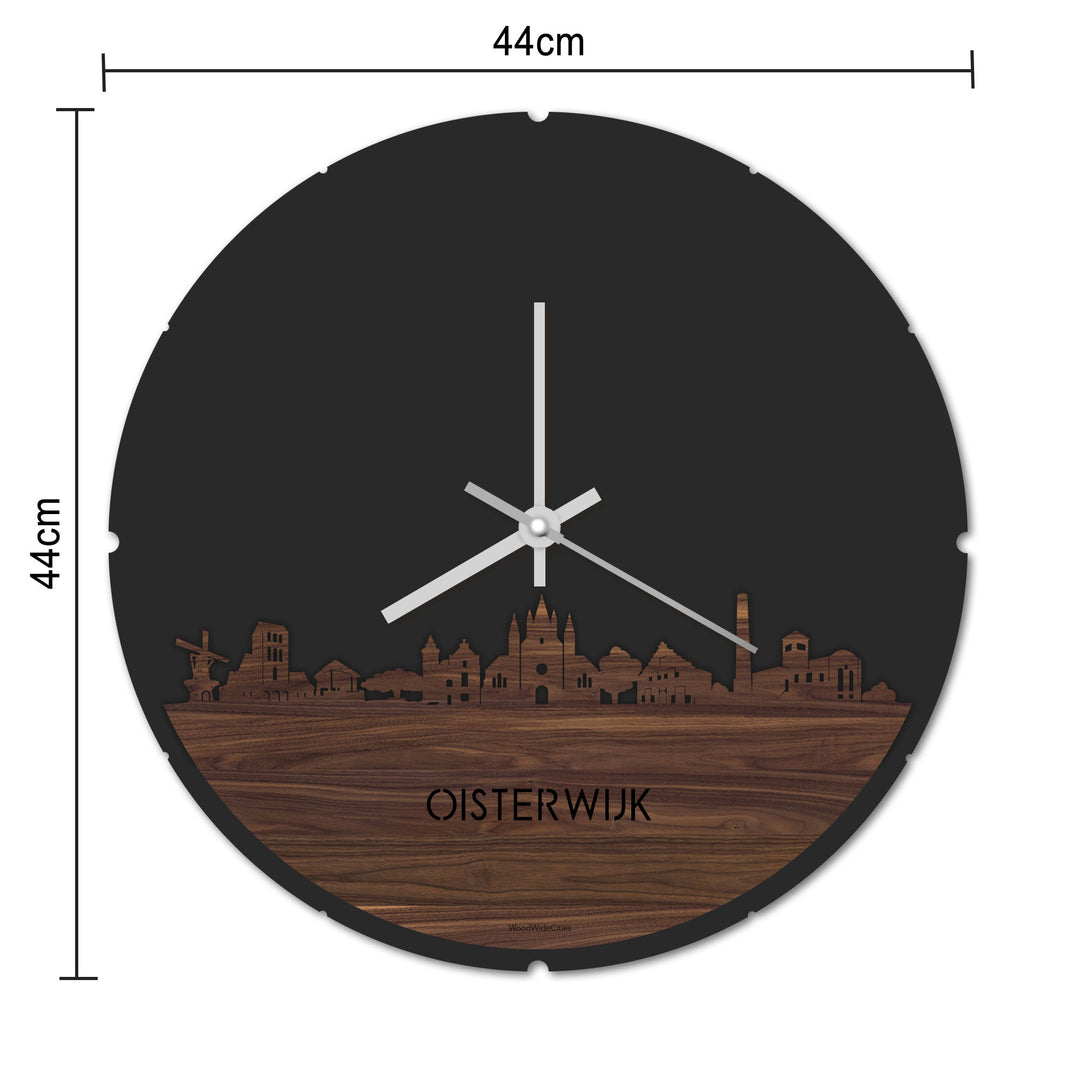 Skyline Klok Rond Oisterwijk Metallic Goud gerecycled kunststof cadeau decoratie relatiegeschenk van WoodWideCities