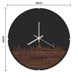 Skyline Klok Rond Oisterwijk Noten houten cadeau decoratie relatiegeschenk van WoodWideCities