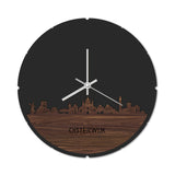 Skyline Klok Rond Oisterwijk Noten houten cadeau decoratie relatiegeschenk van WoodWideCities