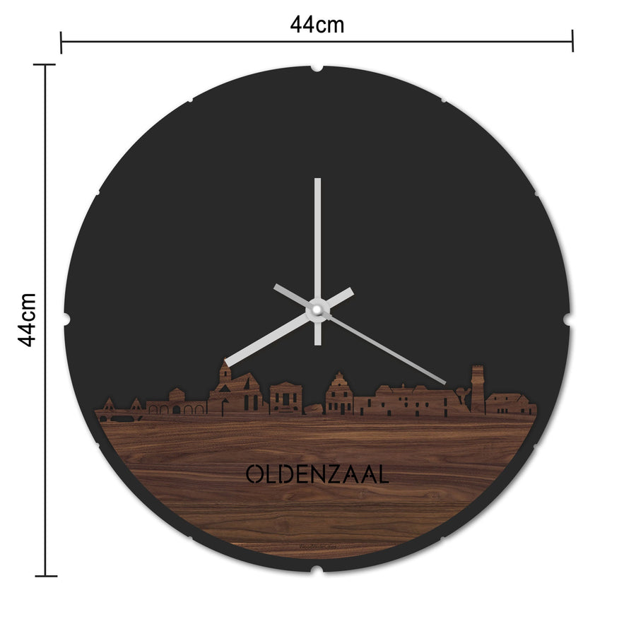 Skyline Klok Rond Oldenzaal Eiken houten cadeau decoratie relatiegeschenk van WoodWideCities