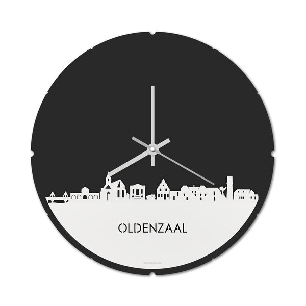 Skyline Klok Rond Oldenzaal Wit glanzend gerecycled kunststof cadeau decoratie relatiegeschenk van WoodWideCities