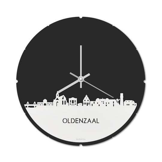Skyline Klok Rond Oldenzaal Wit glanzend gerecycled kunststof cadeau decoratie relatiegeschenk van WoodWideCities