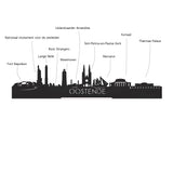 Skyline Klok Rond Oostende Eiken houten cadeau decoratie relatiegeschenk van WoodWideCities