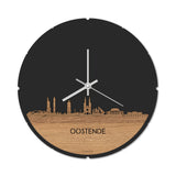 Skyline Klok Rond Oostende Eiken houten cadeau decoratie relatiegeschenk van WoodWideCities