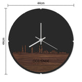 Skyline Klok Rond Oostende Zwart glanzend gerecycled kunststof cadeau decoratie relatiegeschenk van WoodWideCities