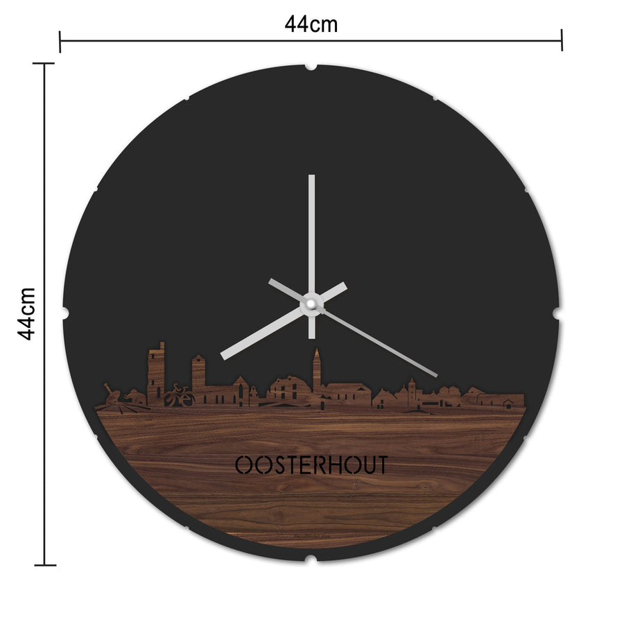 Skyline Klok Rond Oosterhout Noten houten cadeau decoratie relatiegeschenk van WoodWideCities