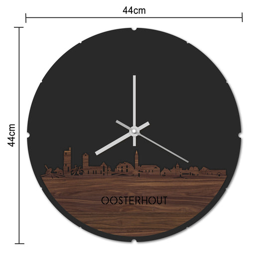 Skyline Klok Rond Oosterhout Wit glanzend gerecycled kunststof cadeau decoratie relatiegeschenk van WoodWideCities