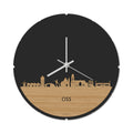 Skyline Clock Round Oss Bamboo