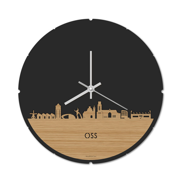 Skyline Klok Rond Oss Bamboe houten cadeau decoratie relatiegeschenk van WoodWideCities