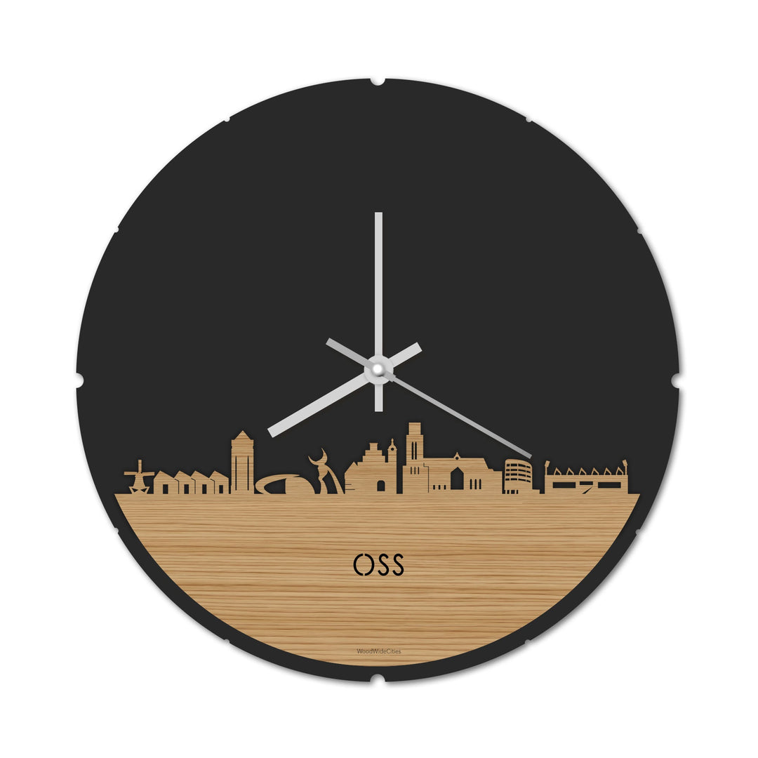 Skyline Klok Rond Oss Bamboe houten cadeau decoratie relatiegeschenk van WoodWideCities