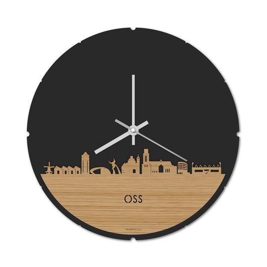 Skyline Klok Rond Oss Bamboe houten cadeau decoratie relatiegeschenk van WoodWideCities