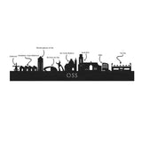 Skyline Klok Rond Oss Eiken houten cadeau decoratie relatiegeschenk van WoodWideCities