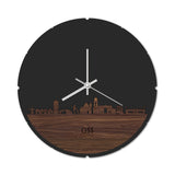Skyline Klok Rond Oss Noten houten cadeau decoratie relatiegeschenk van WoodWideCities