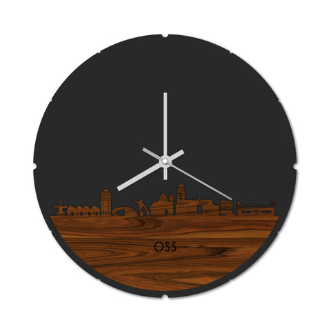 Skyline Klok Rond Oss Palissander houten cadeau decoratie relatiegeschenk van WoodWideCities