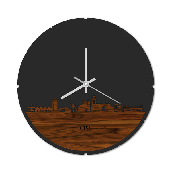 Skyline Klok Rond Oss Palissander houten cadeau decoratie relatiegeschenk van WoodWideCities