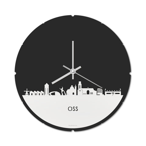 Skyline Klok Rond Oss Wit glanzend gerecycled kunststof cadeau decoratie relatiegeschenk van WoodWideCities
