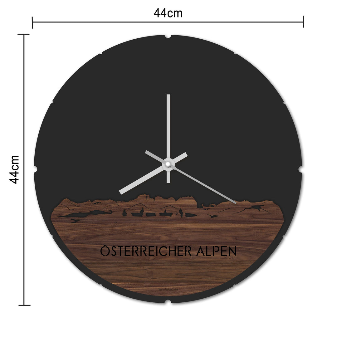 Skyline Klok Österreicher Alpen Eiken houten cadeau decoratie relatiegeschenk van WoodWideCities