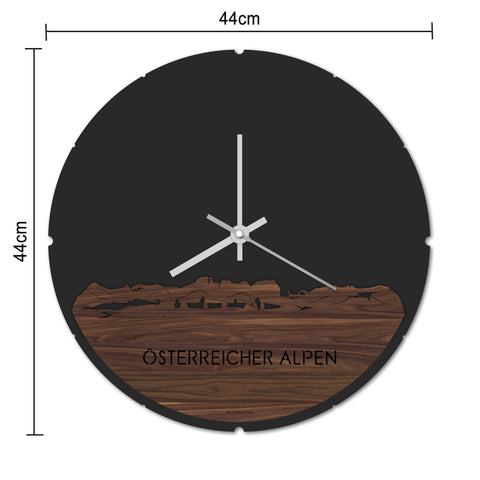 Skyline Klok Rond Österreicher Alpen Metallic Goud gerecycled kunststof cadeau decoratie relatiegeschenk van WoodWideCities