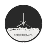 Skyline Klok Rond Österreicher Alpen Wit Glanzend