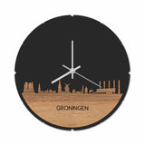 Skyline Klok Rond Oud Groningen Eiken