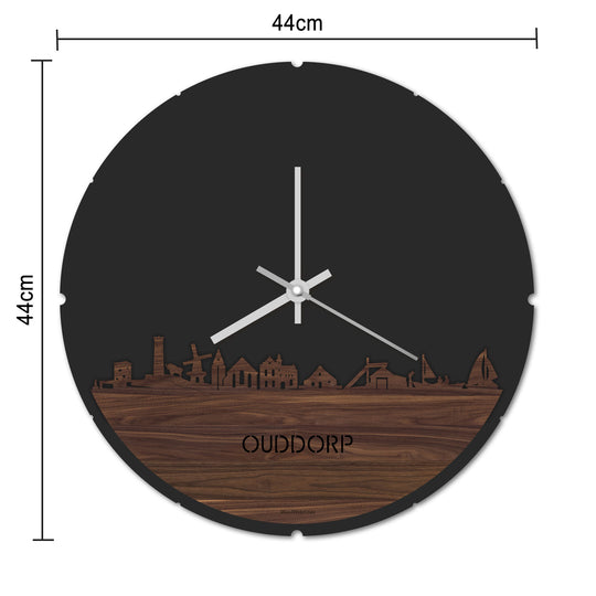 Skyline Klok Rond Ouddorp Bamboe houten cadeau decoratie relatiegeschenk van WoodWideCities