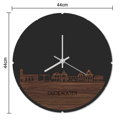 Skyline Klok Rond Oudewater Bamboe houten cadeau decoratie relatiegeschenk van WoodWideCities