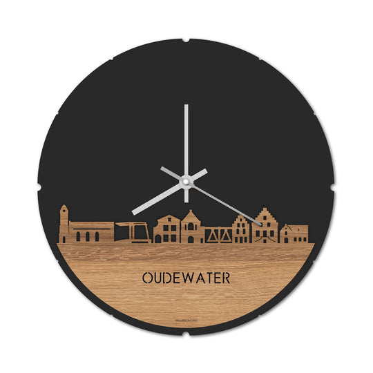 Skyline Klok Oudewater Eiken houten cadeau decoratie relatiegeschenk van WoodWideCities