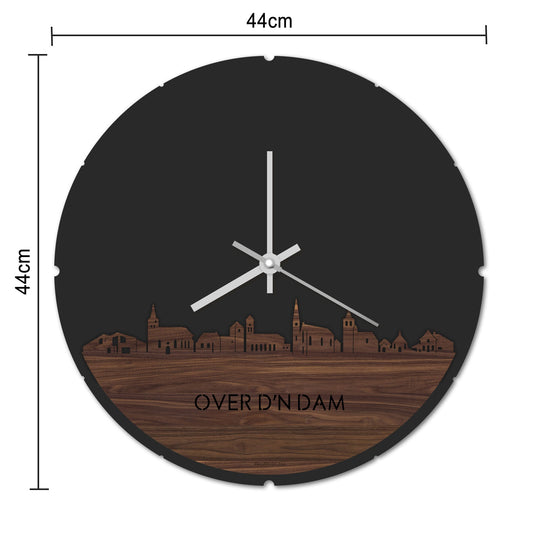Skyline Klok Rond Over d'n Dam Palissander houten cadeau decoratie relatiegeschenk van WoodWideCities