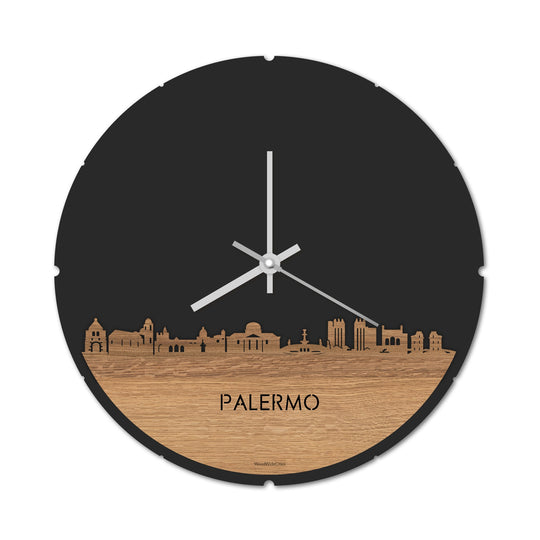 Skyline Klok Palermo Eiken houten cadeau decoratie relatiegeschenk van WoodWideCities