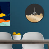 Skyline Klok Rond Parijs Metallic Goud gerecycled kunststof cadeau decoratie relatiegeschenk van WoodWideCities