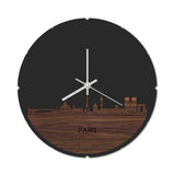 Skyline Klok Rond Parijs Noten houten cadeau decoratie relatiegeschenk van WoodWideCities