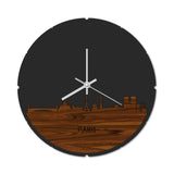 Skyline Klok Rond Parijs Palissander houten cadeau decoratie relatiegeschenk van WoodWideCities
