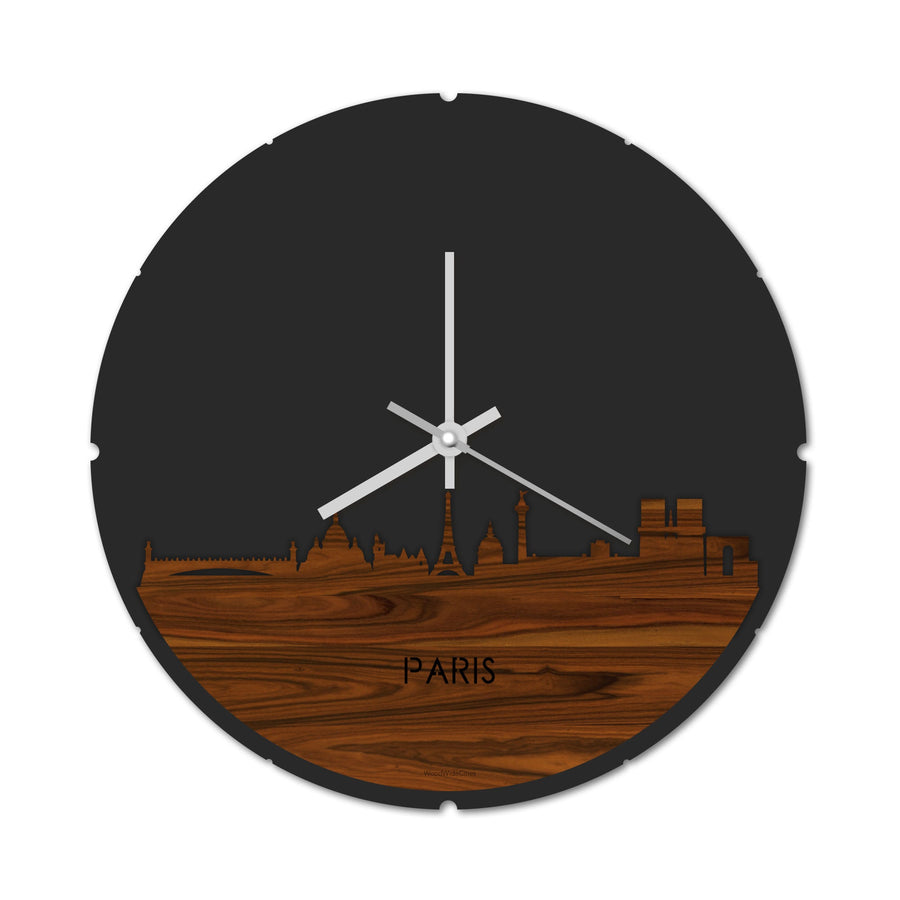 Skyline Klok Rond Parijs Palissander houten cadeau decoratie relatiegeschenk van WoodWideCities