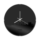 Skyline Klok Rond Parijs Zwart glanzend gerecycled kunststof cadeau decoratie relatiegeschenk van WoodWideCities
