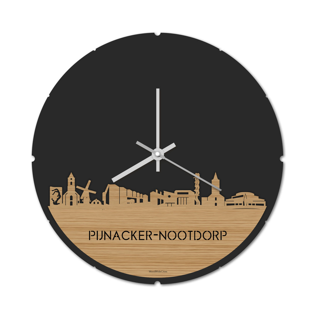 Skyline Klok Rond Pijnacker-Nootdorp Bamboe houten cadeau decoratie relatiegeschenk van WoodWideCities