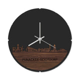 Skyline Klok Rond Pijnacker-Nootdorp Noten houten cadeau decoratie relatiegeschenk van WoodWideCities