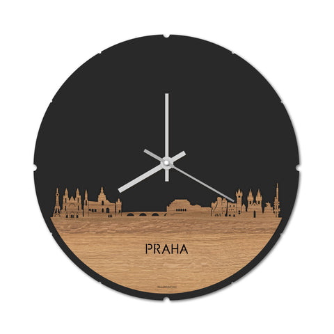 Skyline Klok Praha Eiken houten cadeau decoratie relatiegeschenk van WoodWideCities