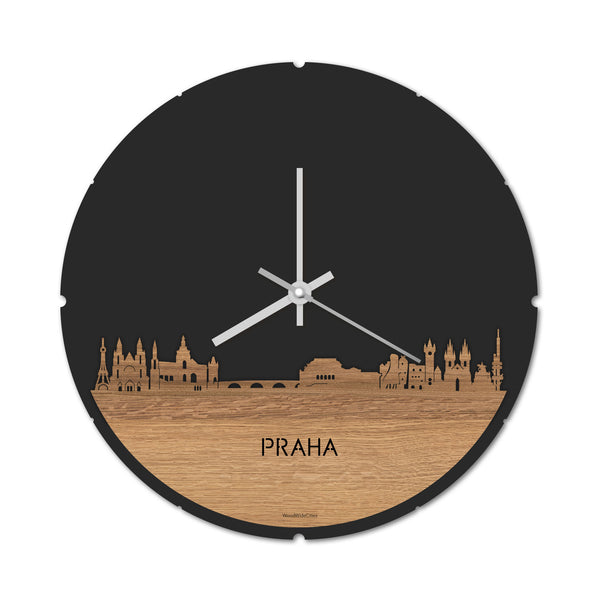 Skyline Klok Praha Eiken houten cadeau decoratie relatiegeschenk van WoodWideCities