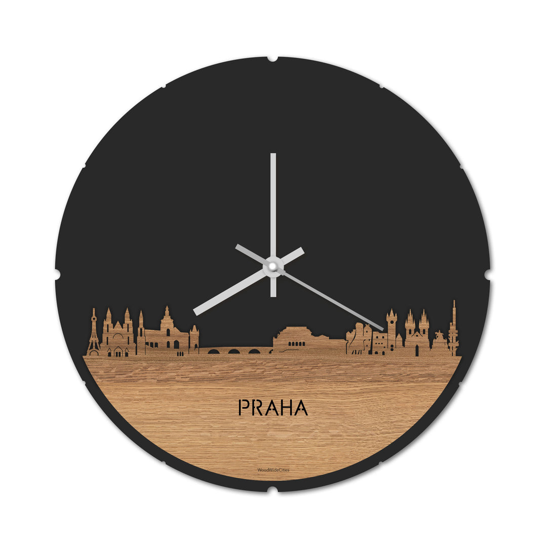 Skyline Klok Praha Eiken houten cadeau decoratie relatiegeschenk van WoodWideCities