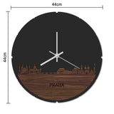 Skyline Klok Rond Praha Palissander houten cadeau decoratie relatiegeschenk van WoodWideCities