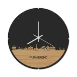 Skyline Klok Rond Purmerend Bamboe houten cadeau decoratie relatiegeschenk van WoodWideCities